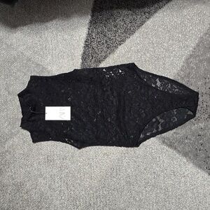 Zara Black Lace High-Neck Bodysuit